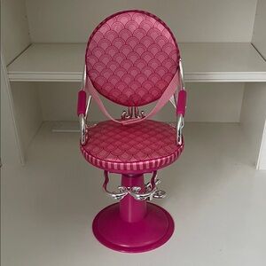 Our Generation Pink Salon Chair with Silver Accents for Dolls
